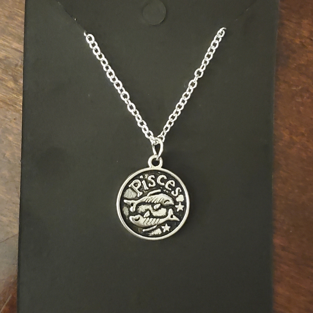 Zodiac Double Sided Pisces Charm Necklace